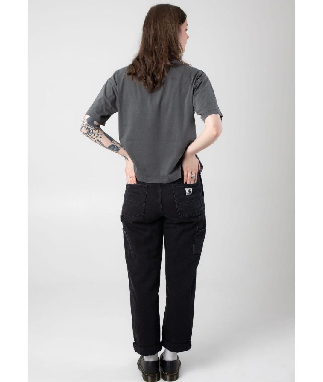 CARHARTT WIP Антрацитовая хлопковая футболка, фото 4
