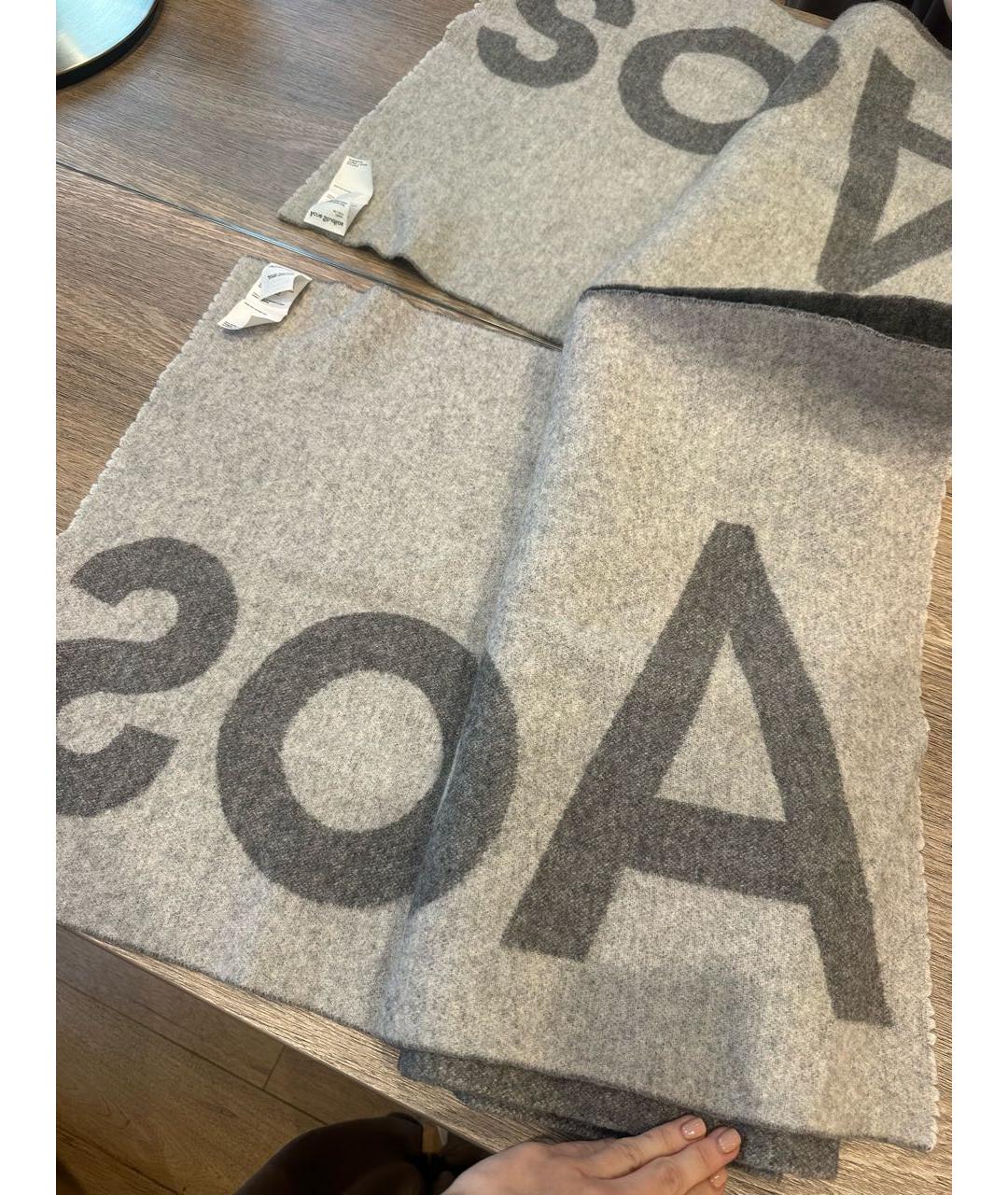 ACNE STUDIOS Серый шерстяной шарф, фото 2