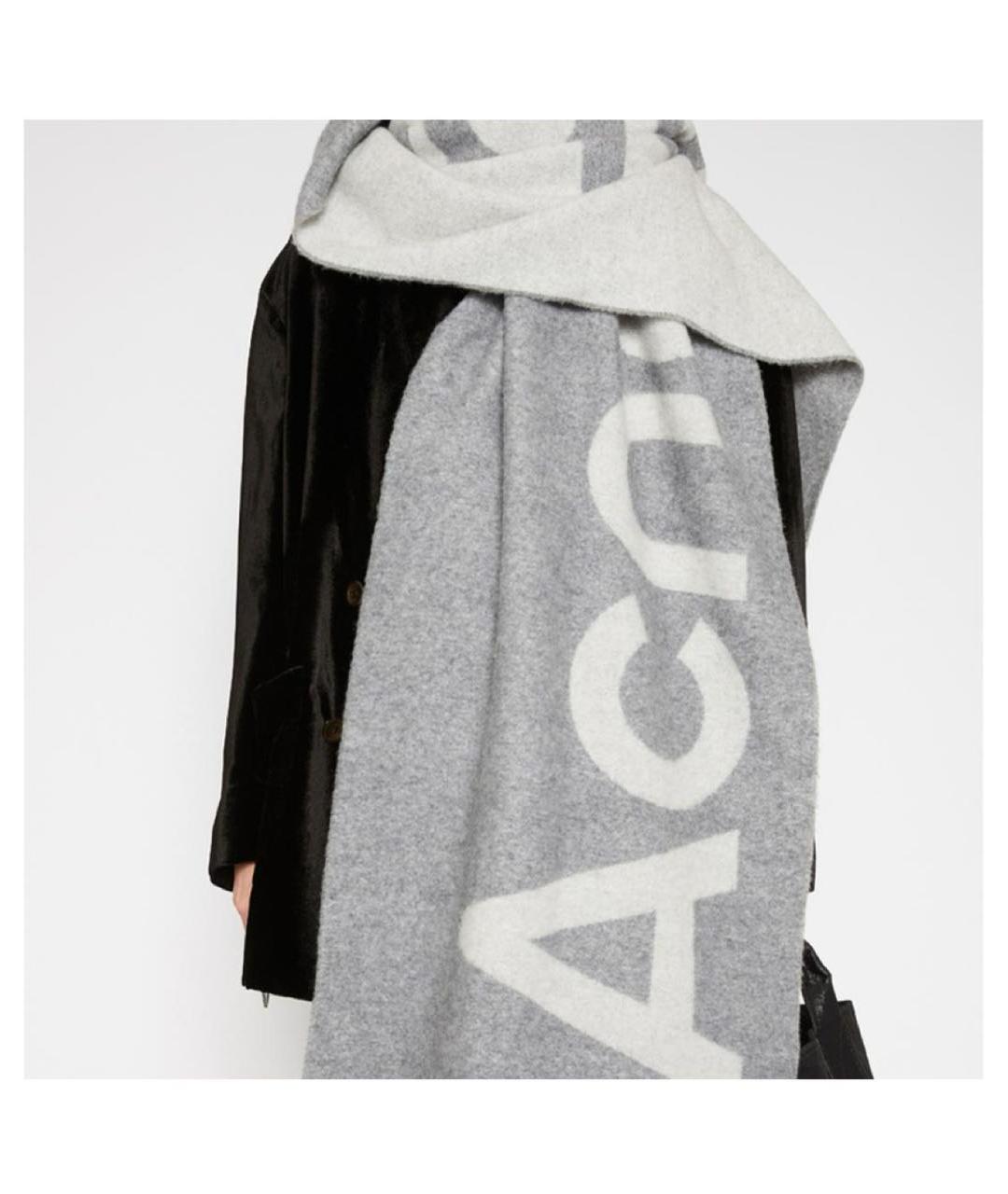 ACNE STUDIOS Серый шерстяной шарф, фото 6