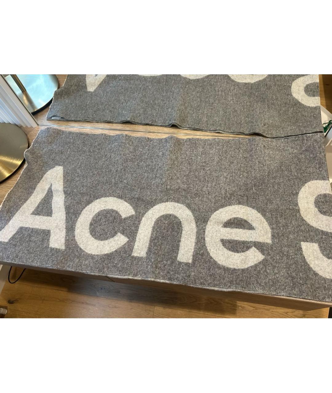 ACNE STUDIOS Серый шерстяной шарф, фото 5
