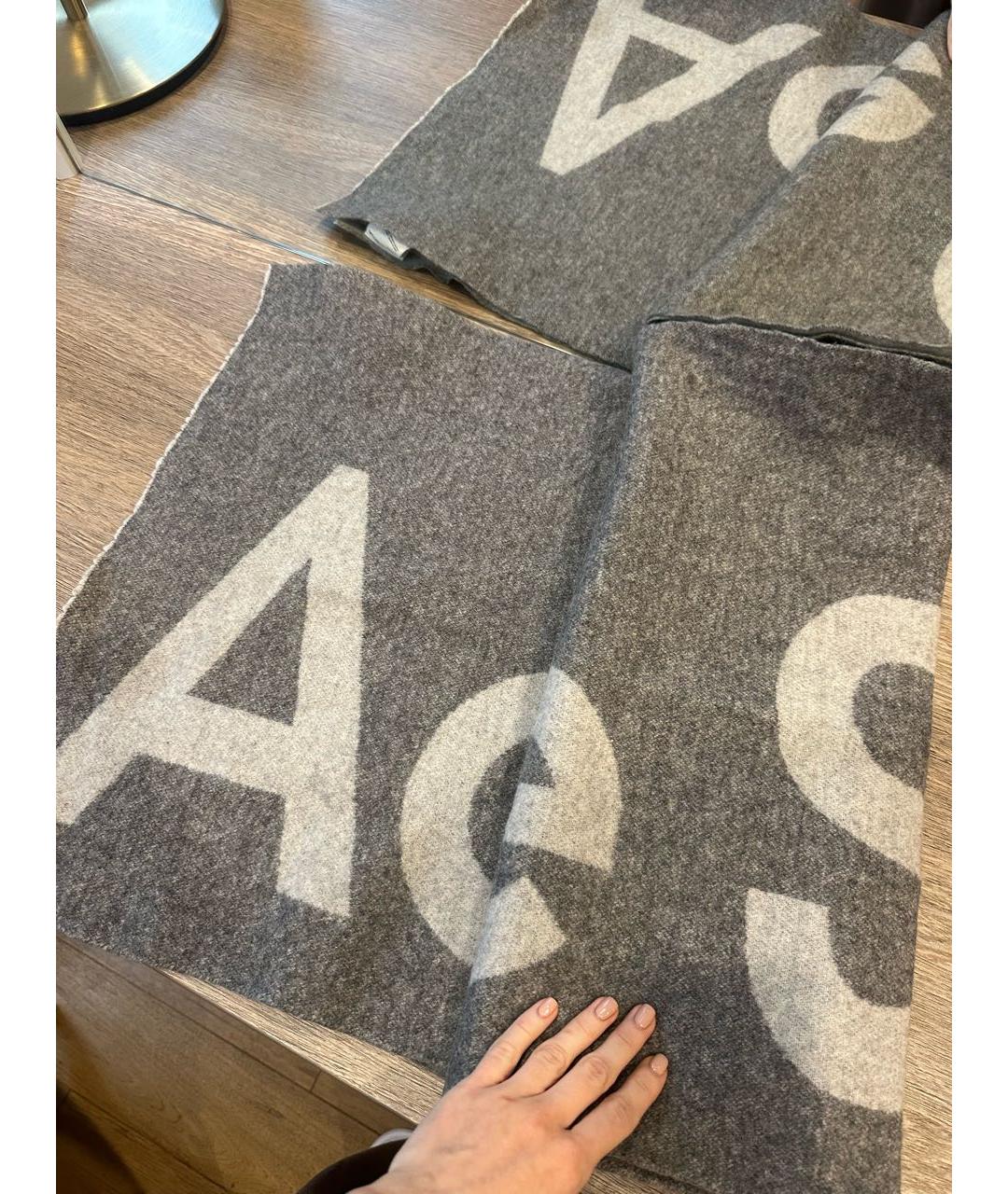ACNE STUDIOS Серый шерстяной шарф, фото 3