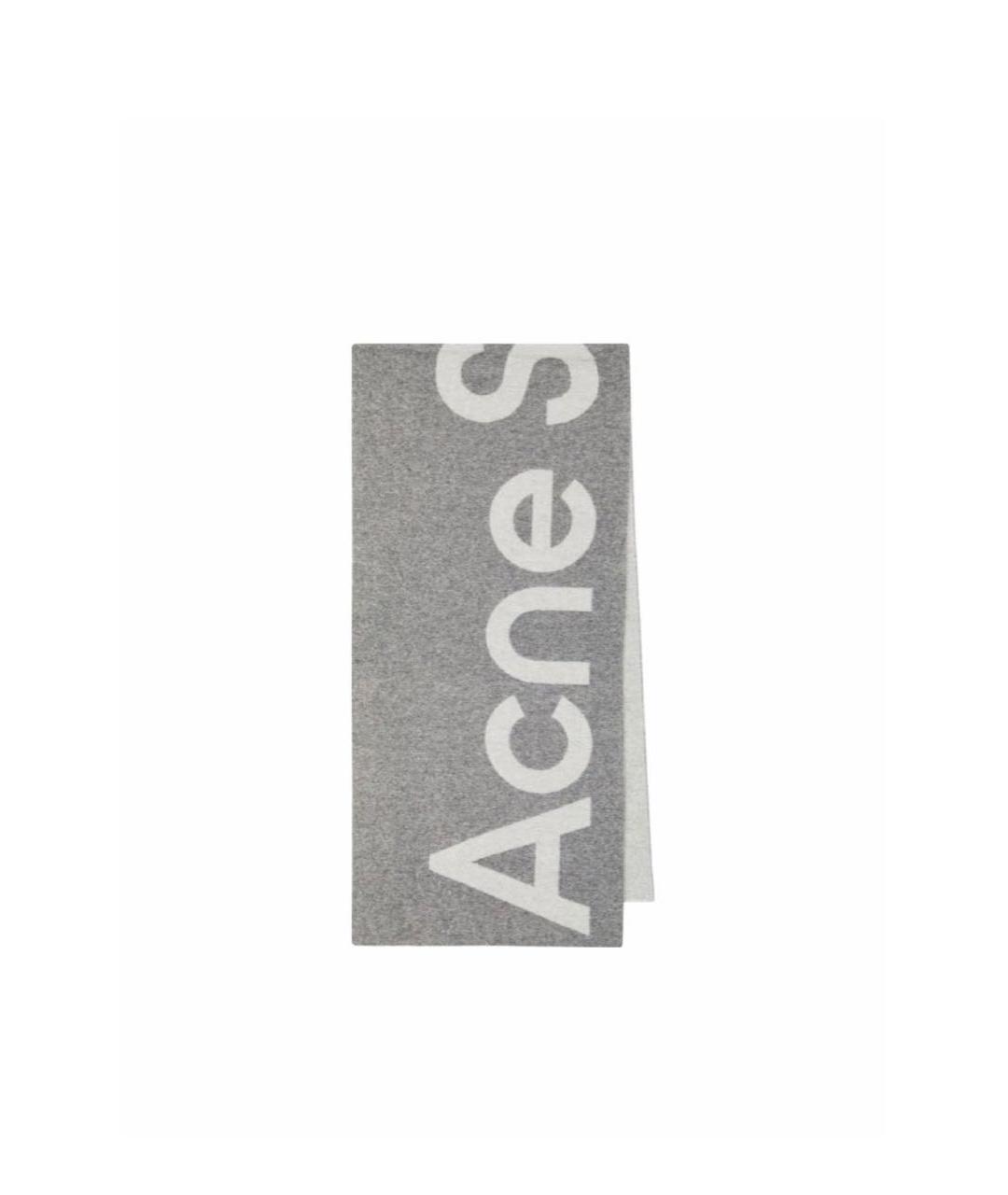ACNE STUDIOS Серый шерстяной шарф, фото 1