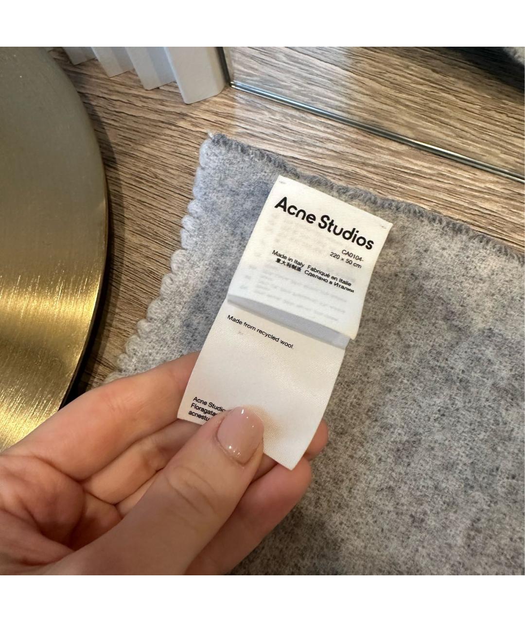 ACNE STUDIOS Серый шерстяной шарф, фото 8