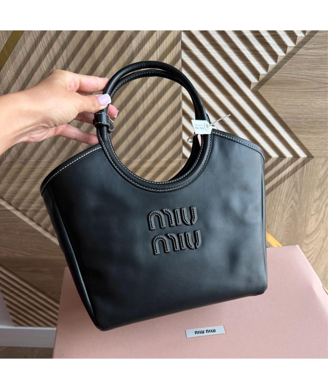 MIU MIU Черная кожаная сумка с короткими ручками, фото 8