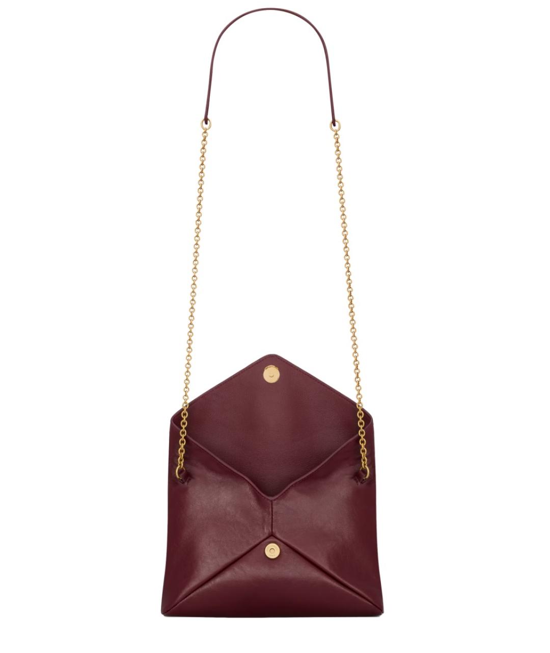 SAINT LAURENT Бордовая кожаная сумка через плечо, фото 3