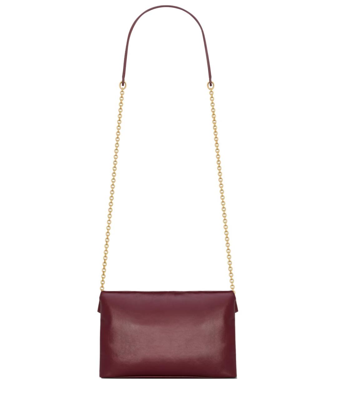 SAINT LAURENT Бордовая кожаная сумка через плечо, фото 2