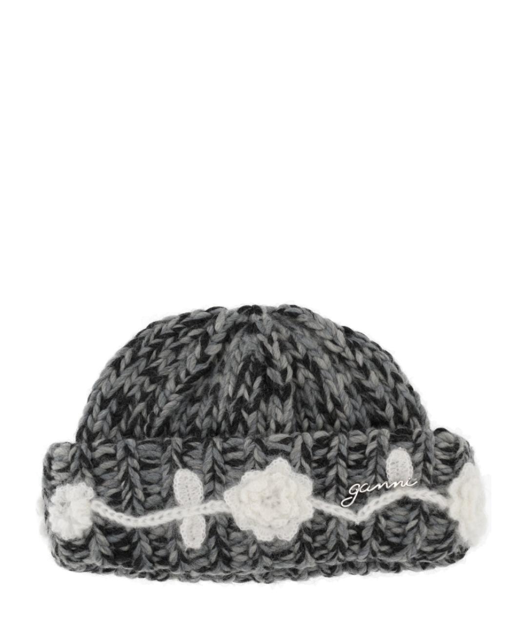 GANNI Серая шерстяная шапка, фото 1