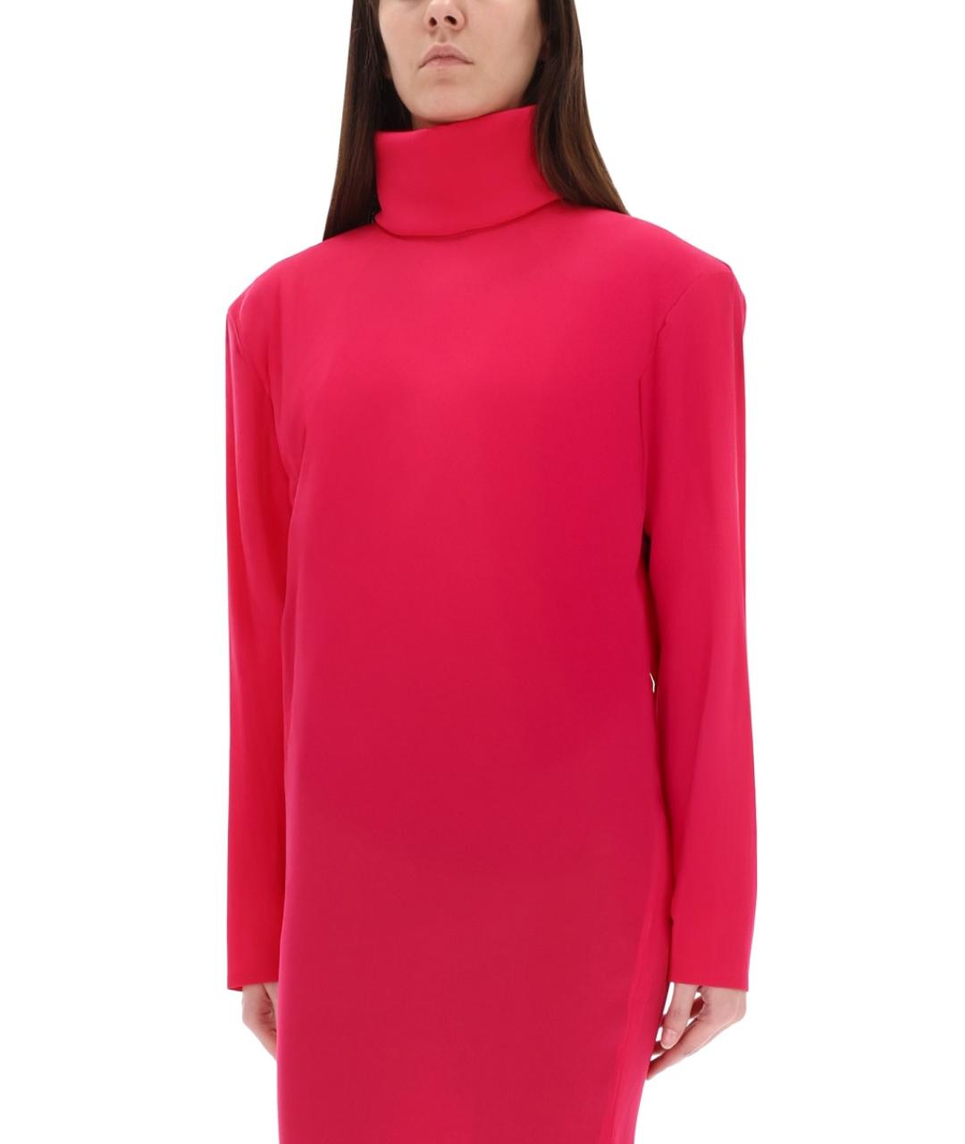 SAINT LAURENT Фуксия шелковое коктейльное платье, фото 4
