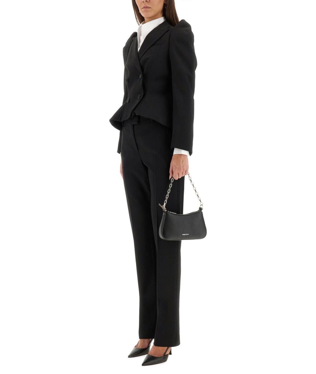 ALEXANDER MCQUEEN Черные шерстяные прямые брюки, фото 2