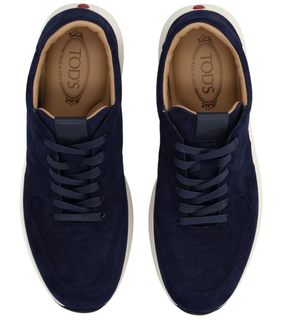 TOD'S Синие кожаные низкие кроссовки / кеды, фото 5