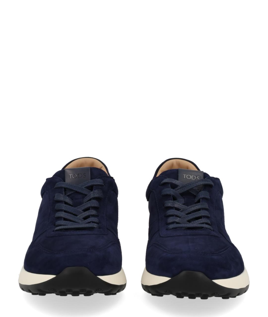 TOD'S Синие кожаные низкие кроссовки / кеды, фото 3