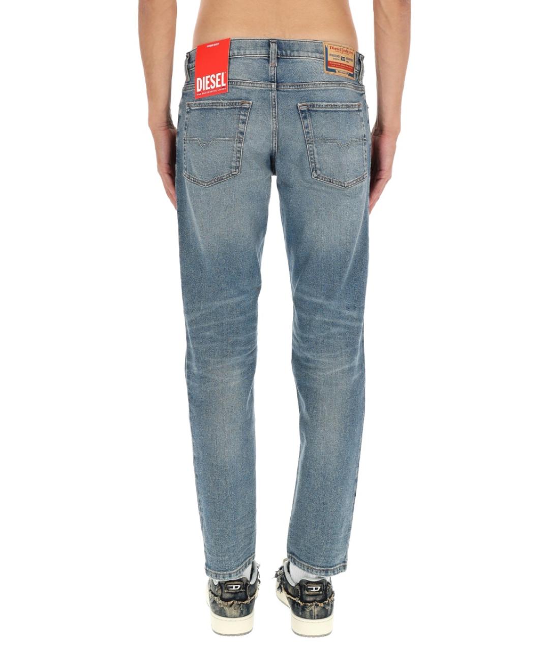 DIESEL Голубые хлопковые прямые джинсы, фото 5