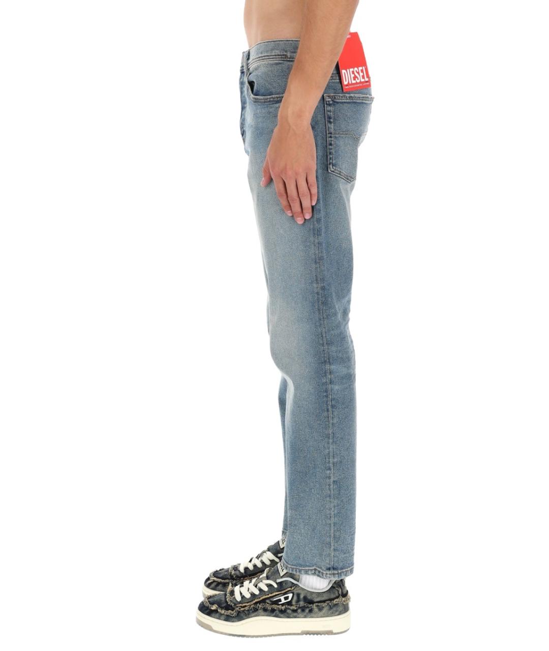 DIESEL Голубые хлопковые прямые джинсы, фото 4