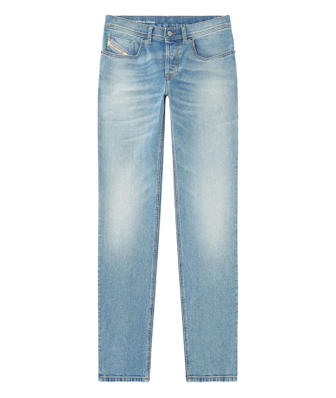 DIESEL Голубые хлопковые прямые джинсы, фото 1