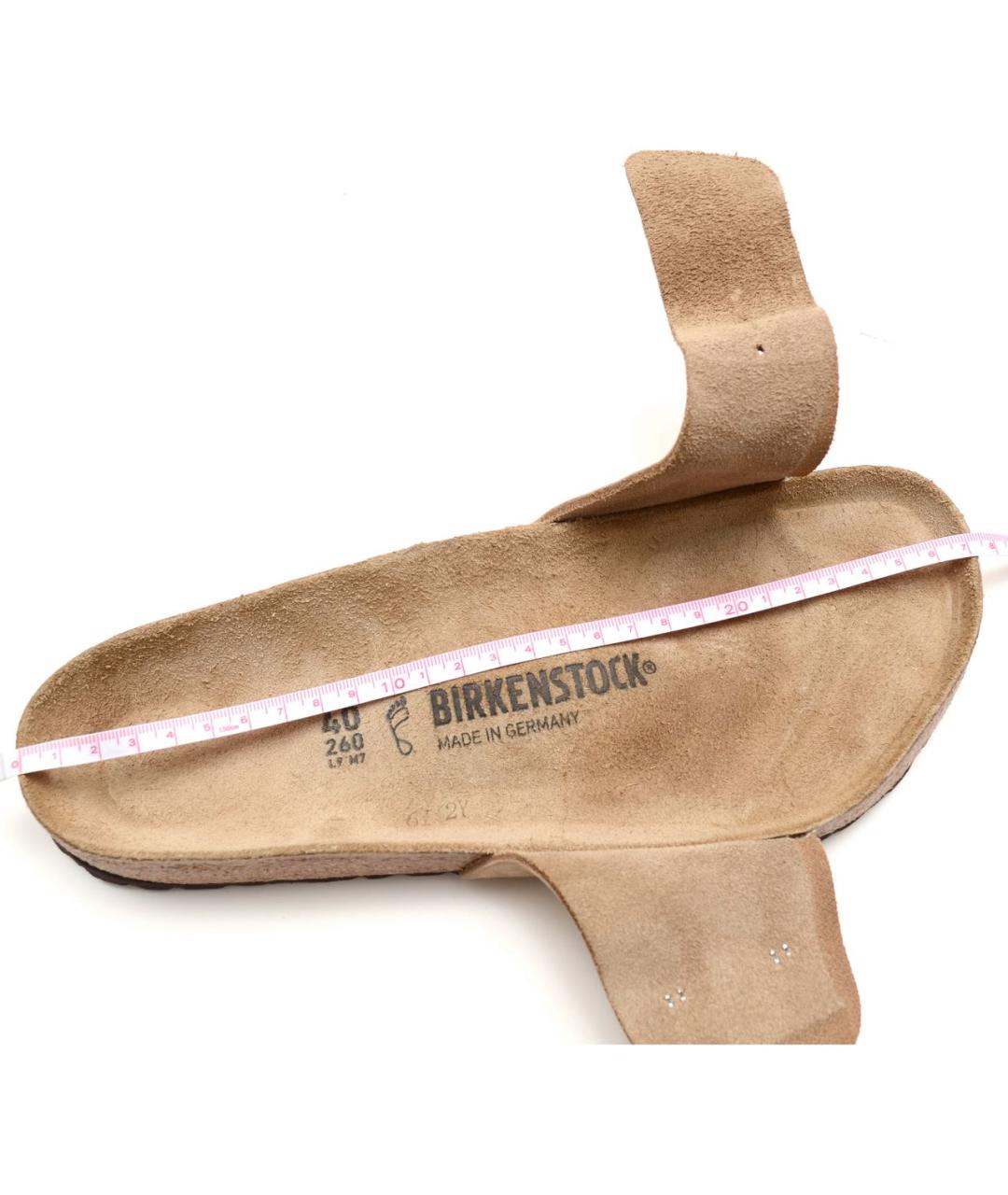 BIRKENSTOCK Бежевые кожаные шлепанцы, фото 8