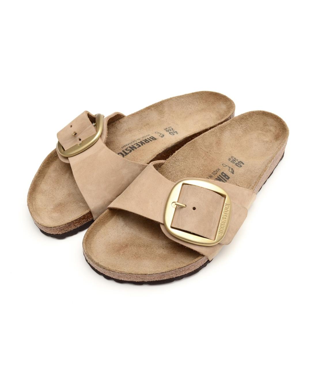 BIRKENSTOCK Бежевые кожаные шлепанцы, фото 3