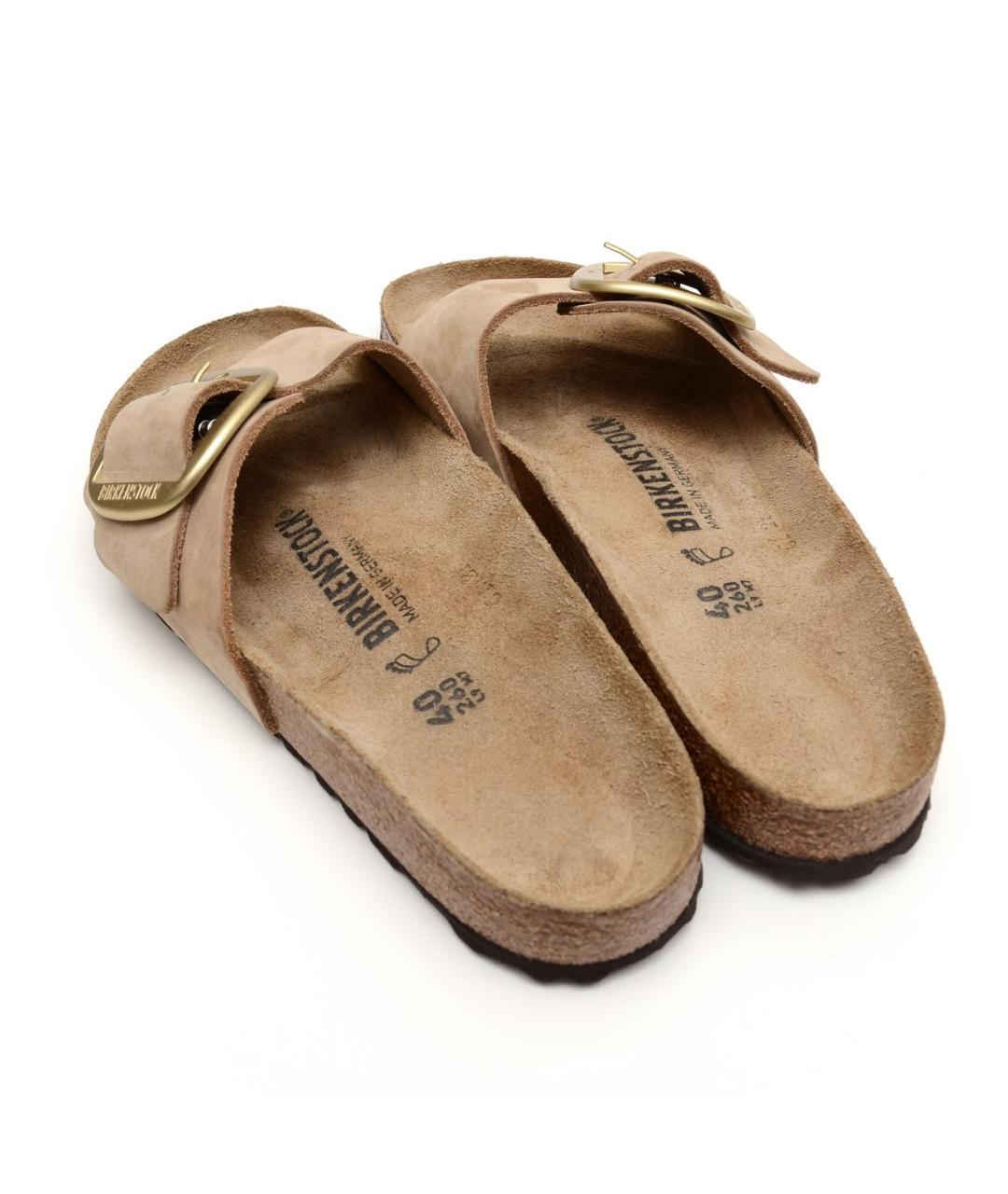 BIRKENSTOCK Бежевые кожаные шлепанцы, фото 4