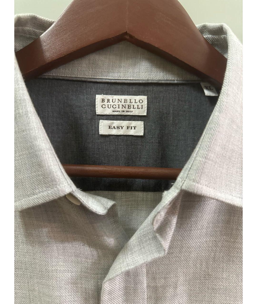 BRUNELLO CUCINELLI Серая хлопко-шерстяная кэжуал рубашка, фото 3