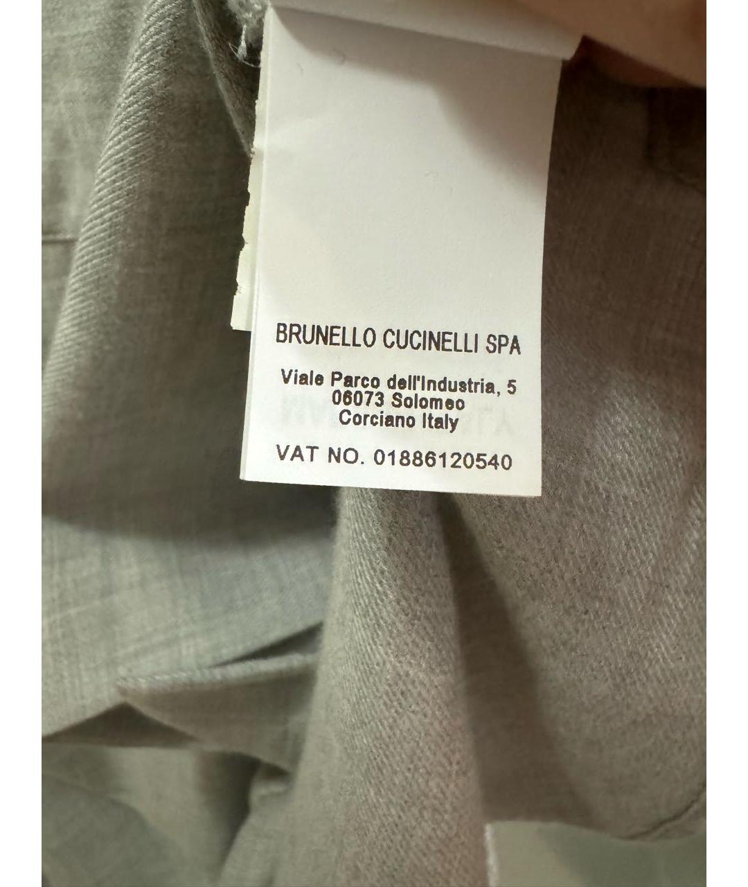 BRUNELLO CUCINELLI Серая хлопко-шерстяная кэжуал рубашка, фото 7