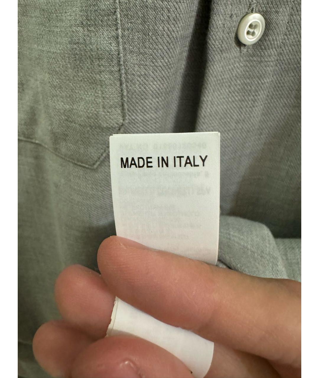 BRUNELLO CUCINELLI Серая хлопко-шерстяная кэжуал рубашка, фото 8