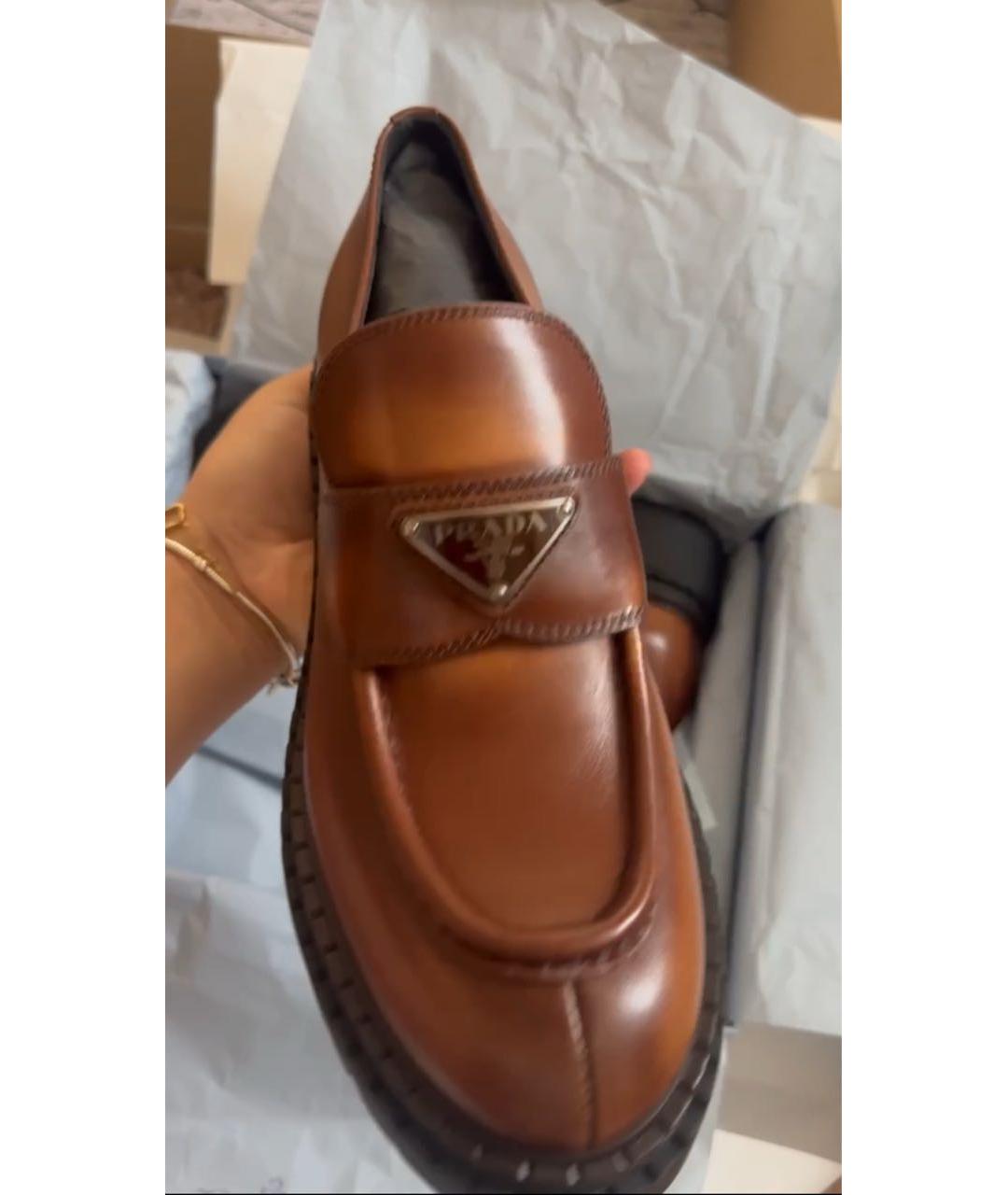 PRADA Коричневые кожаные лоферы, фото 3