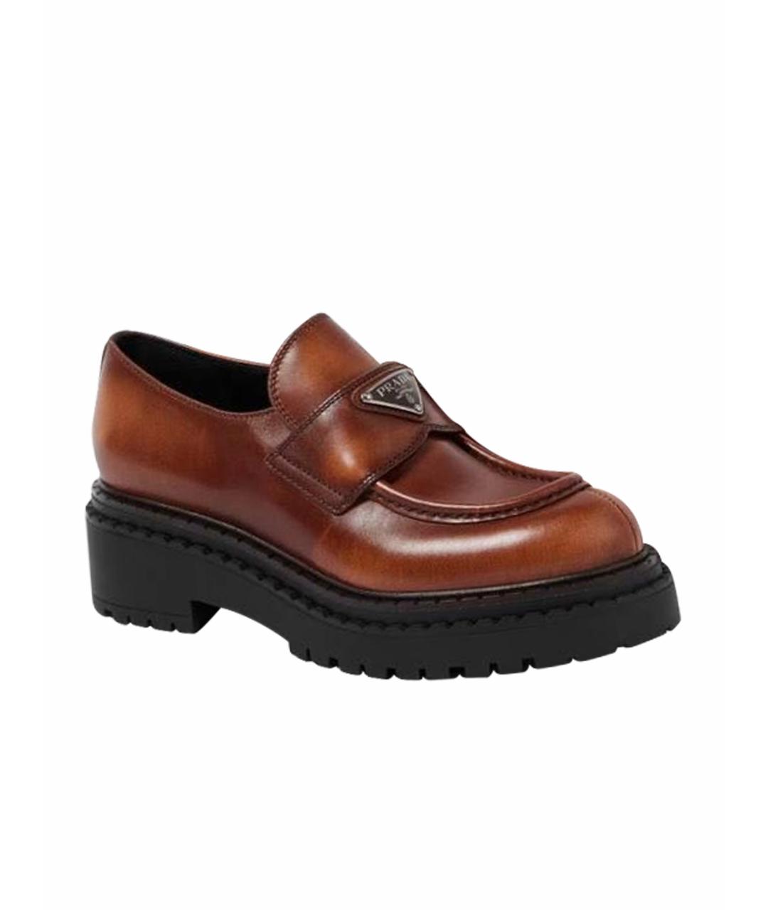 PRADA Коричневые кожаные лоферы, фото 1