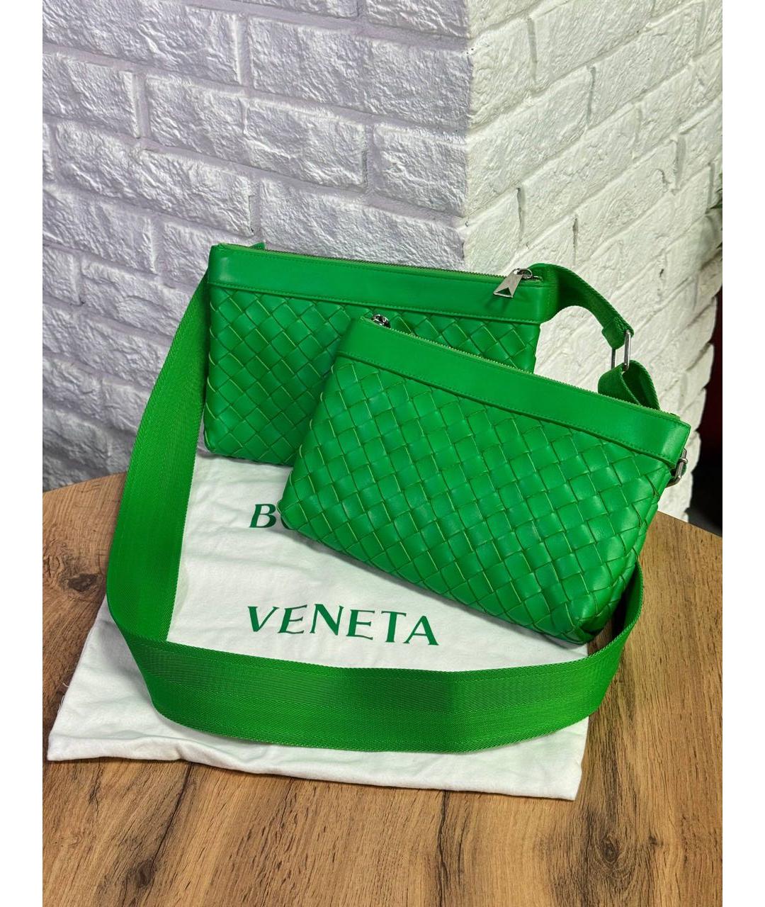 BOTTEGA VENETA Зеленая кожаная сумка на плечо, фото 3