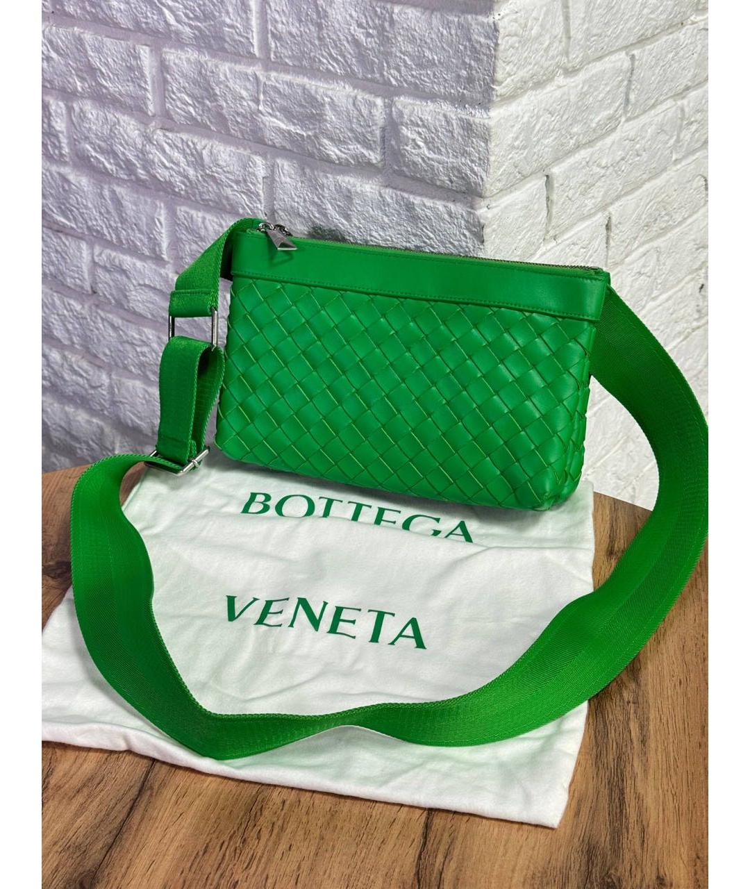BOTTEGA VENETA Зеленая кожаная сумка на плечо, фото 4
