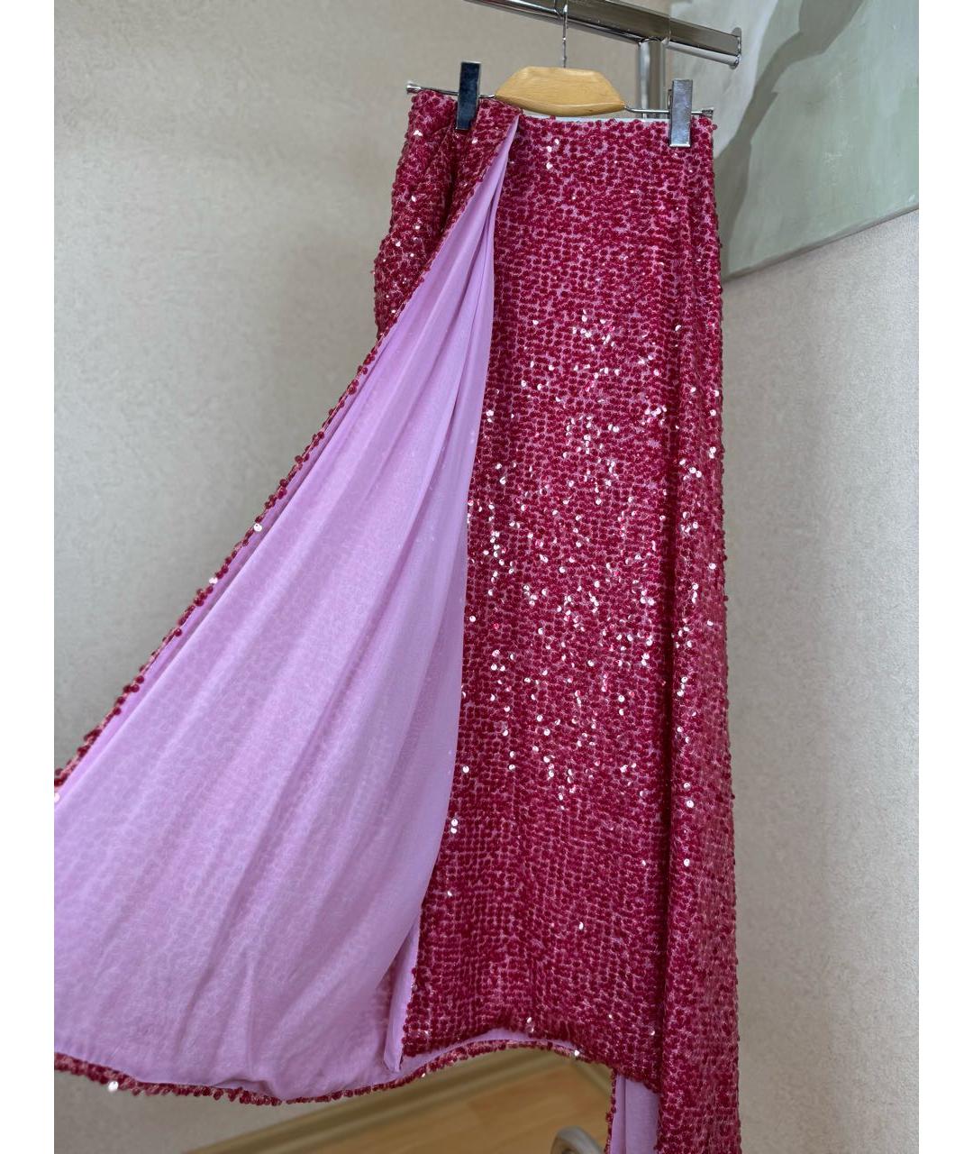 WALK OF SHAME Розовая шелковая юбка макси, фото 4