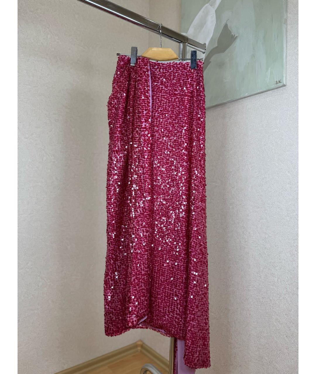 WALK OF SHAME Розовая шелковая юбка макси, фото 2