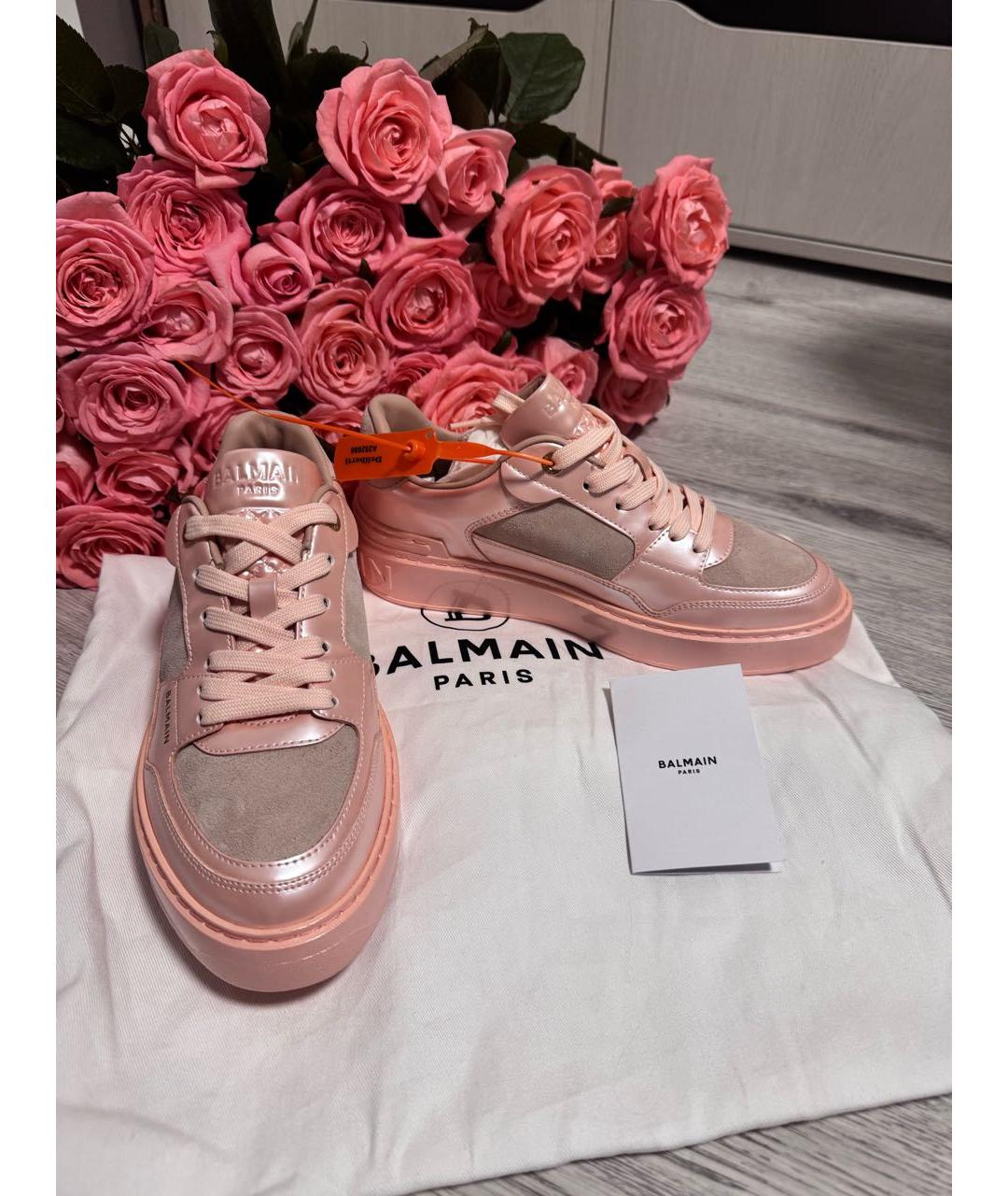 BALMAIN Розовые замшевые кеды, фото 5