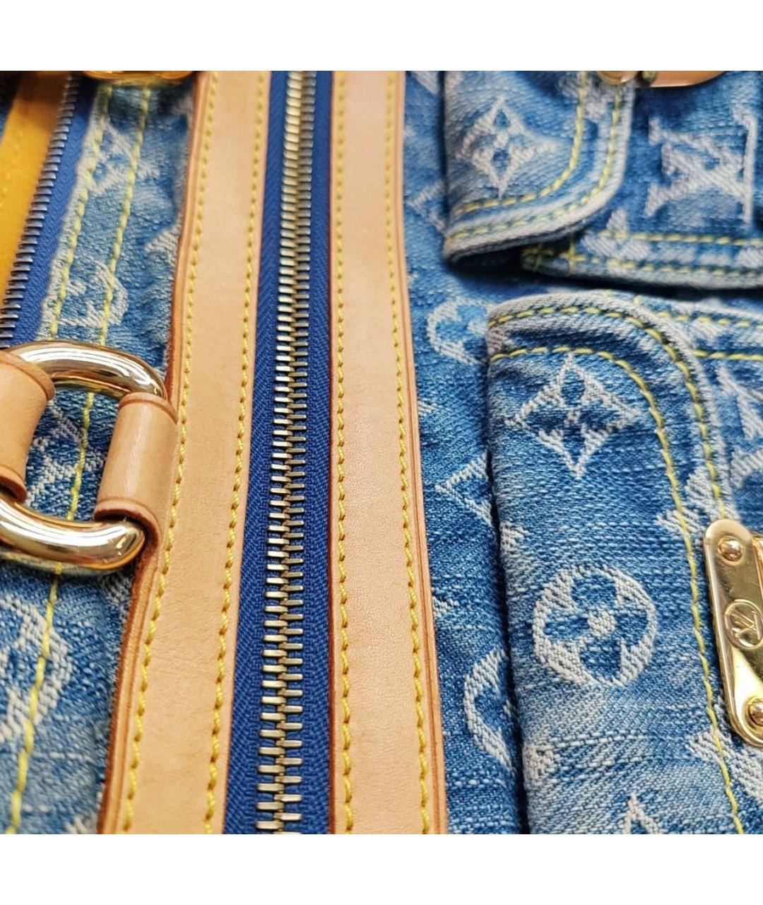 LOUIS VUITTON Синяя хлопковая сумка с короткими ручками, фото 6