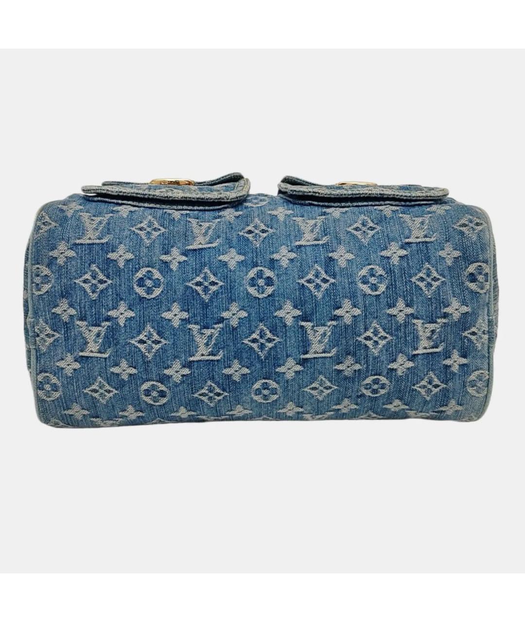 LOUIS VUITTON Синяя хлопковая сумка с короткими ручками, фото 4
