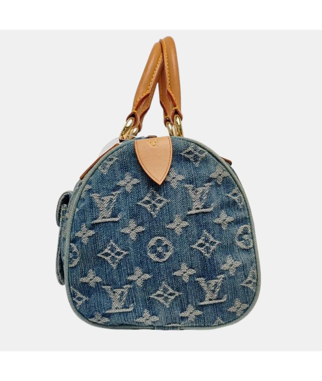 LOUIS VUITTON Синяя хлопковая сумка с короткими ручками, фото 2