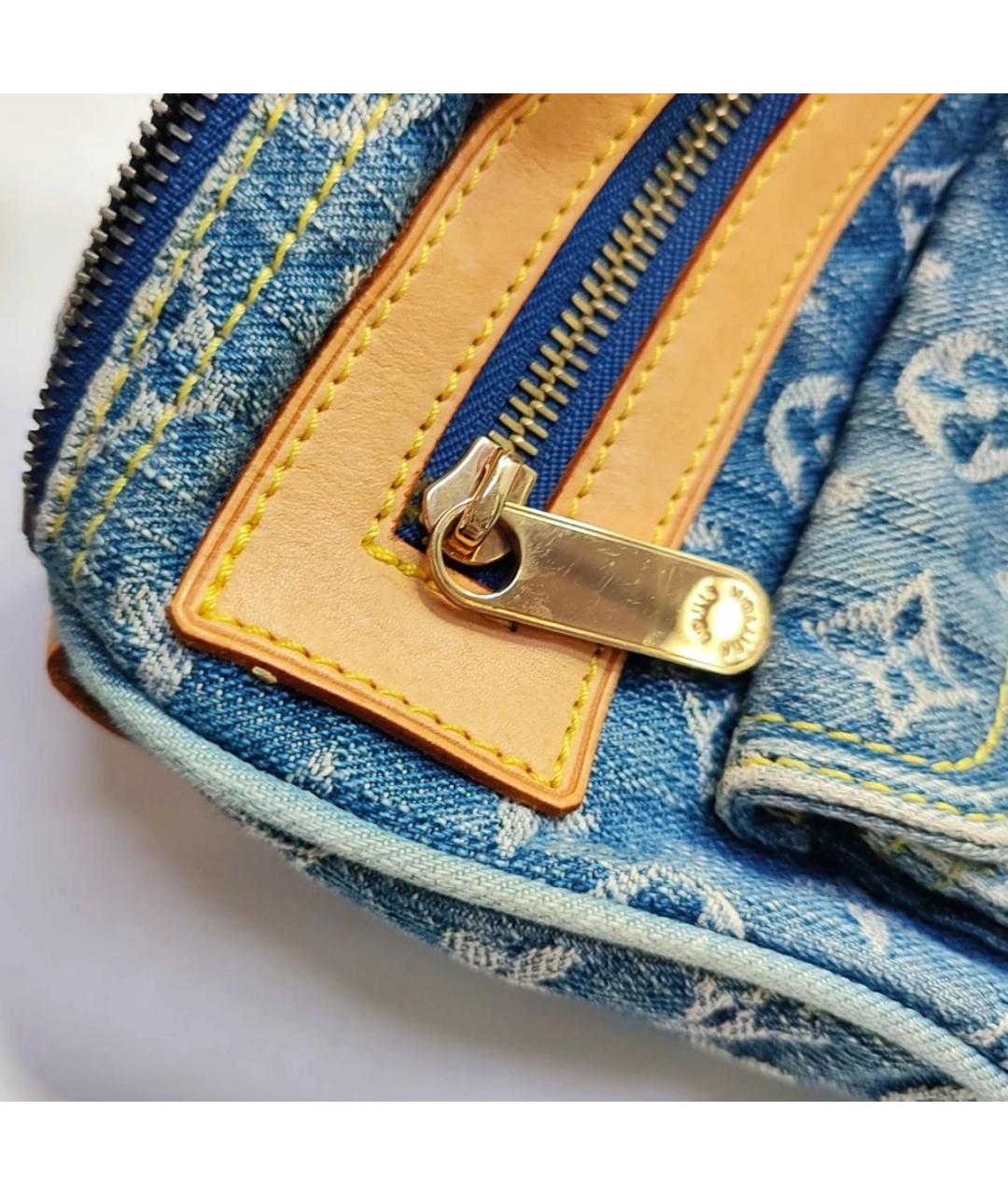 LOUIS VUITTON Синяя хлопковая сумка с короткими ручками, фото 8