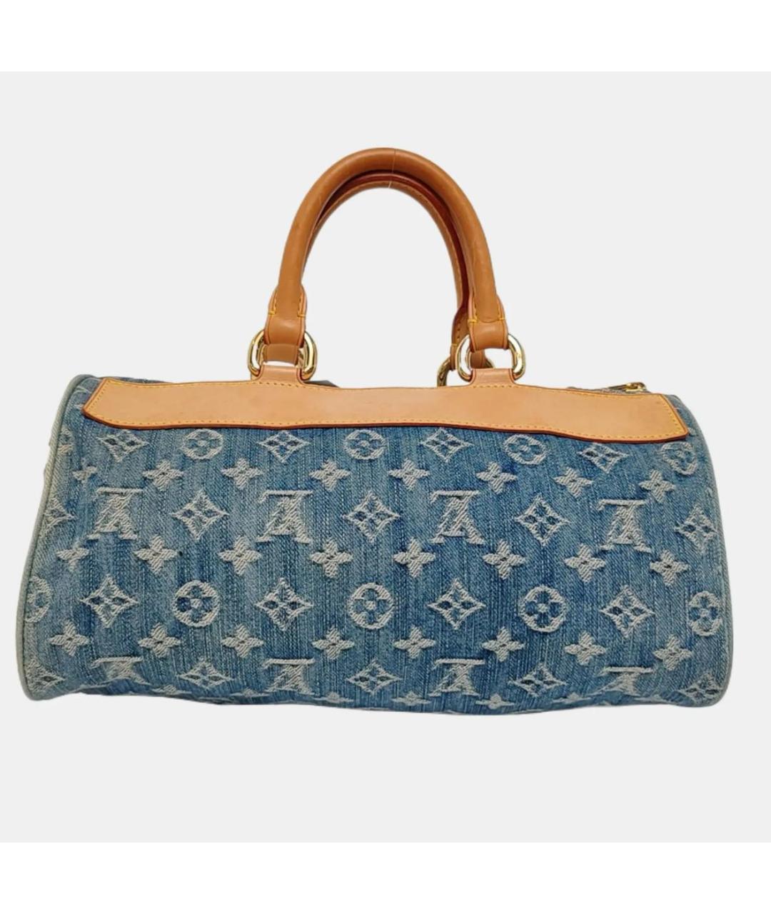 LOUIS VUITTON Синяя хлопковая сумка с короткими ручками, фото 3