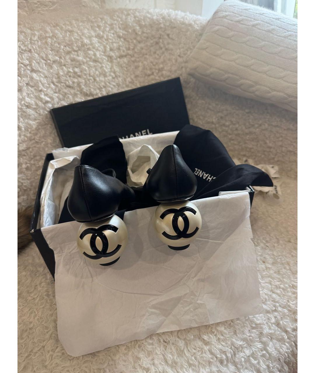 CHANEL Черные кожаные туфли, фото 4