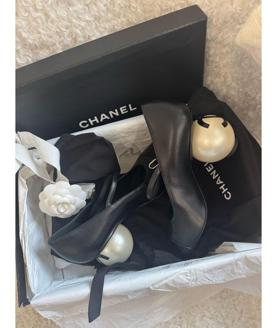 CHANEL Черные кожаные туфли, фото 5