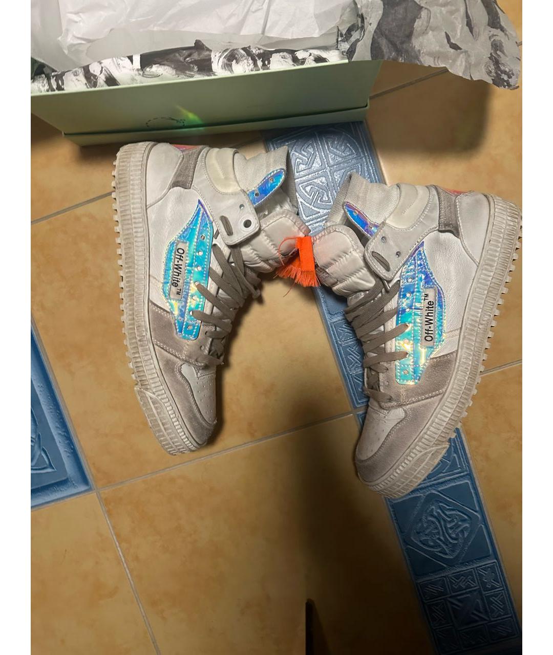 OFF-WHITE Белые высокие кроссовки / кеды из искусственной кожи, фото 2