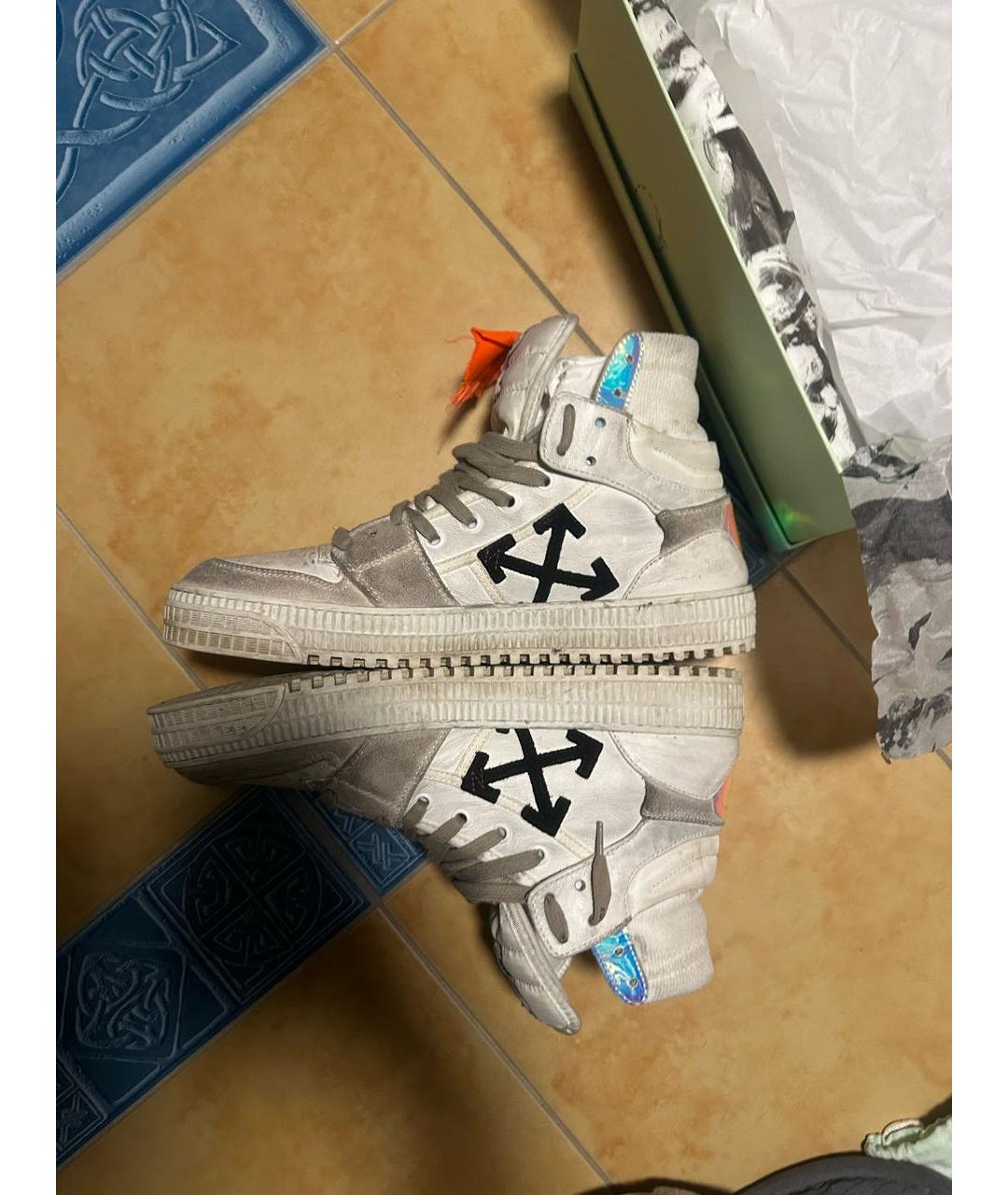 OFF-WHITE Белые высокие кроссовки / кеды из искусственной кожи, фото 7