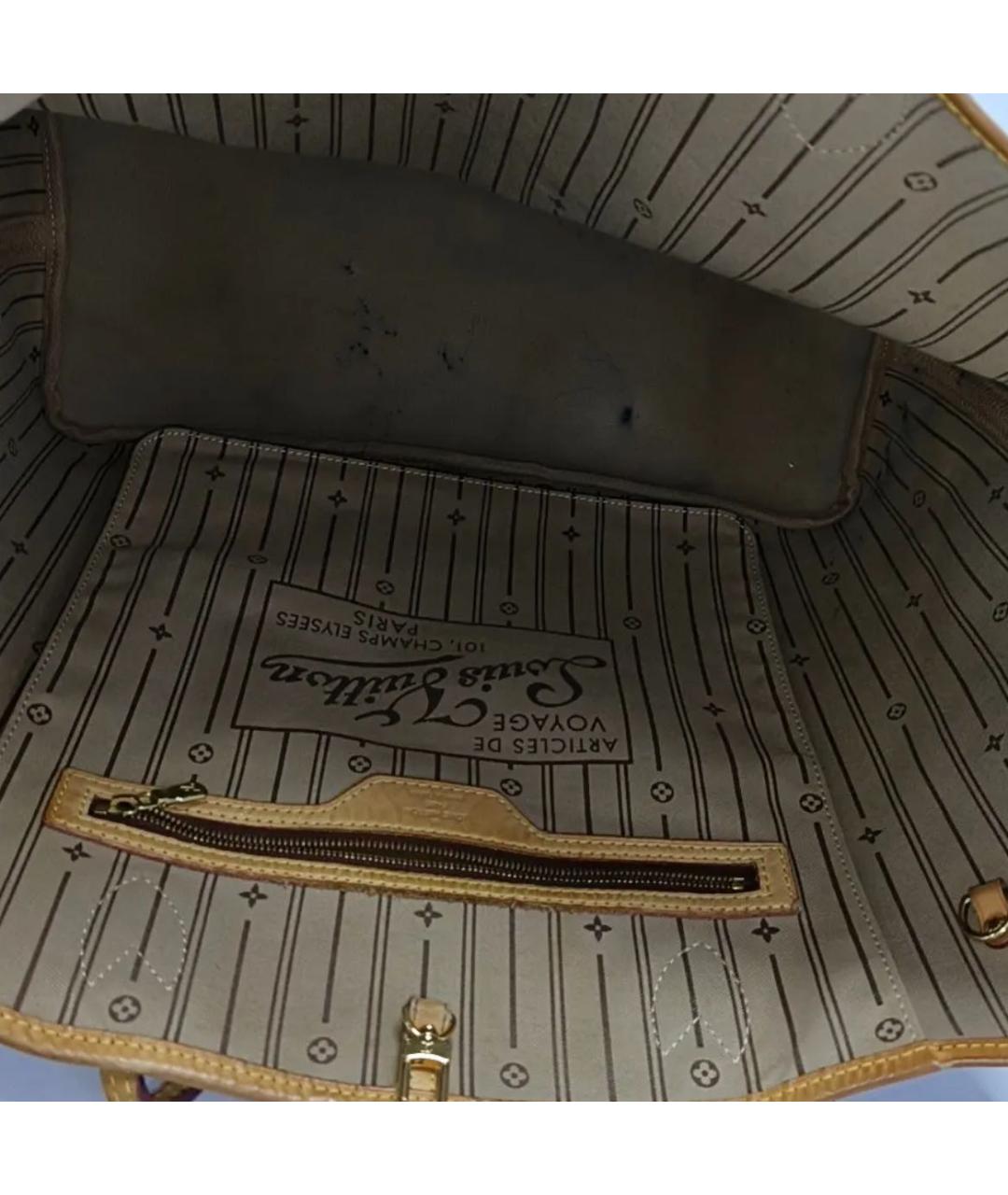 LOUIS VUITTON Коричневая кожаная сумка тоут, фото 6