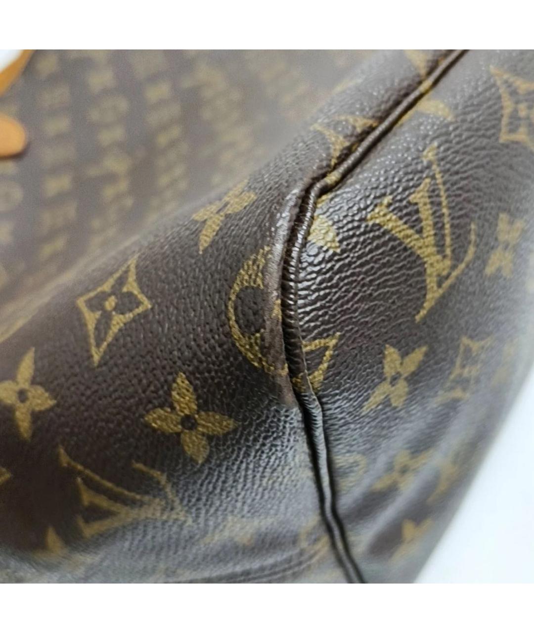 LOUIS VUITTON Коричневая кожаная сумка тоут, фото 7