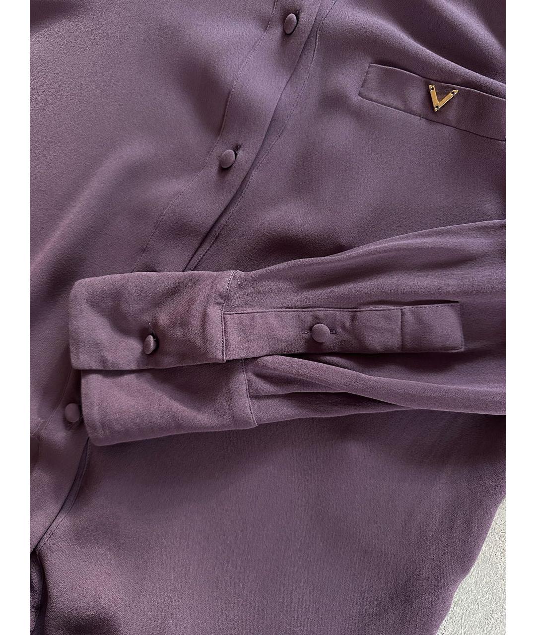 VALENTINO Фиолетовая шелковая рубашка, фото 4