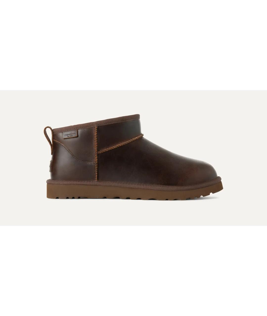 UGG AUSTRALIA Коричневые кожаные низкие ботинки, фото 1