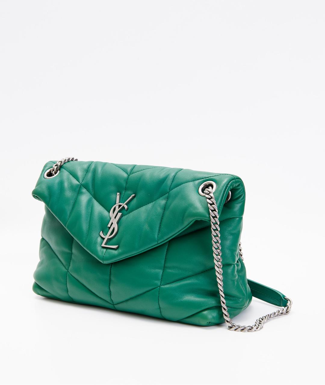 SAINT LAURENT Зеленая кожаная сумка через плечо, фото 2