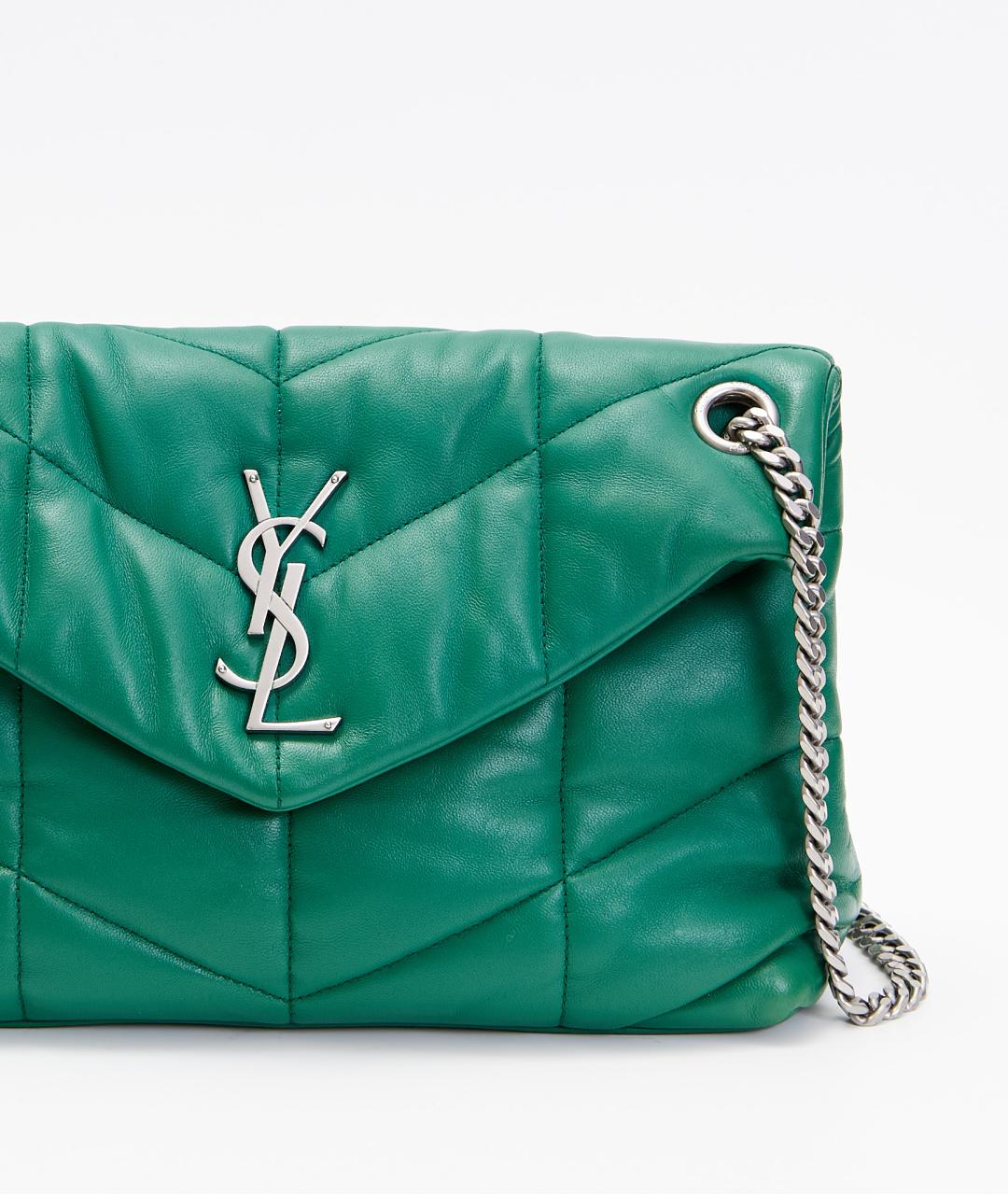 SAINT LAURENT Зеленая кожаная сумка через плечо, фото 4