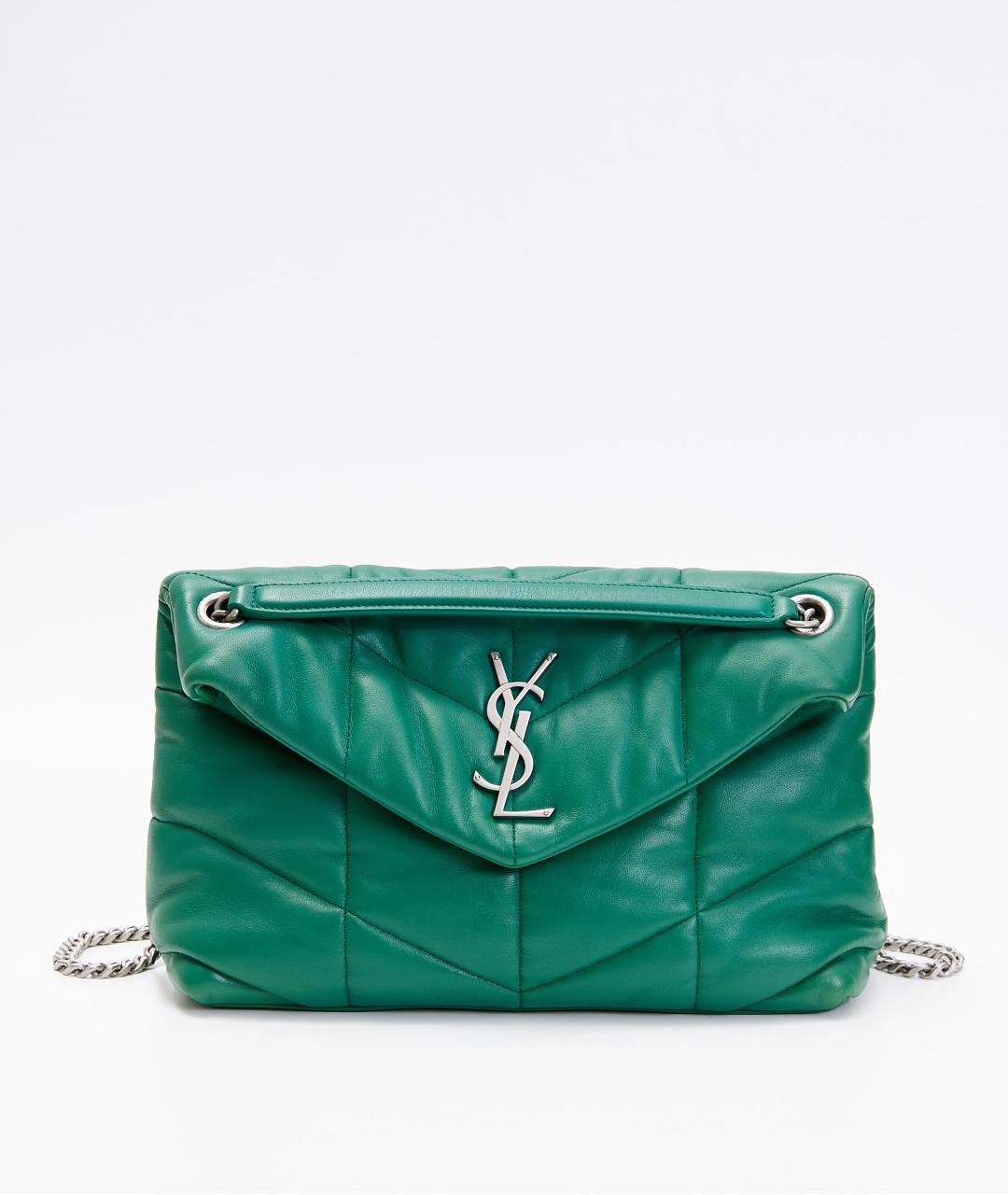SAINT LAURENT Зеленая кожаная сумка через плечо, фото 7