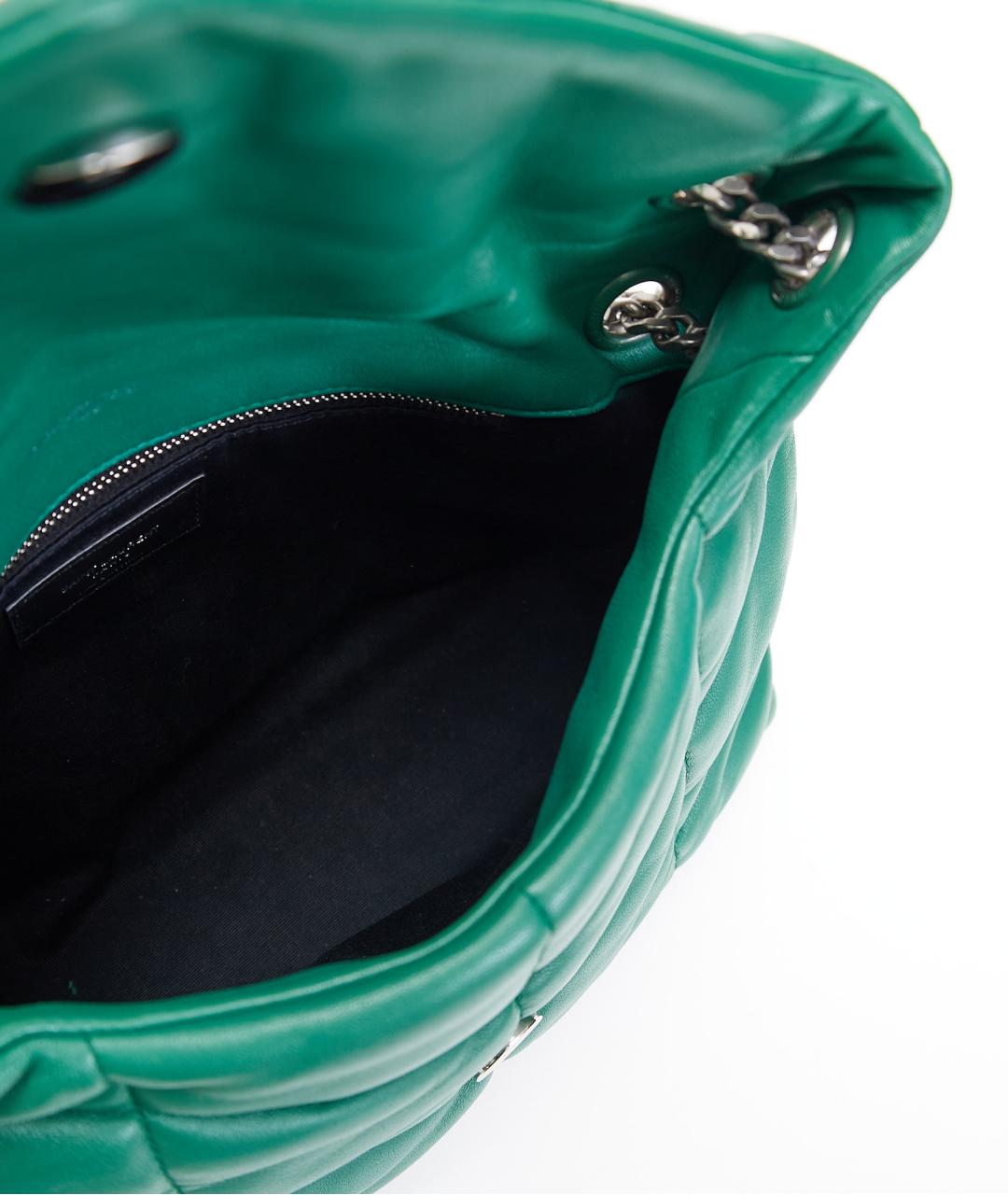 SAINT LAURENT Зеленая кожаная сумка через плечо, фото 6