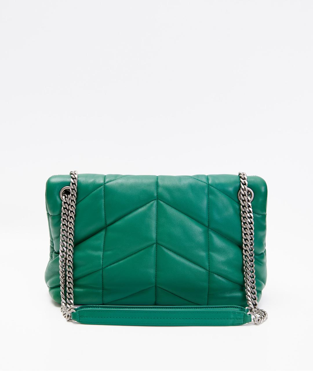 SAINT LAURENT Зеленая кожаная сумка через плечо, фото 3