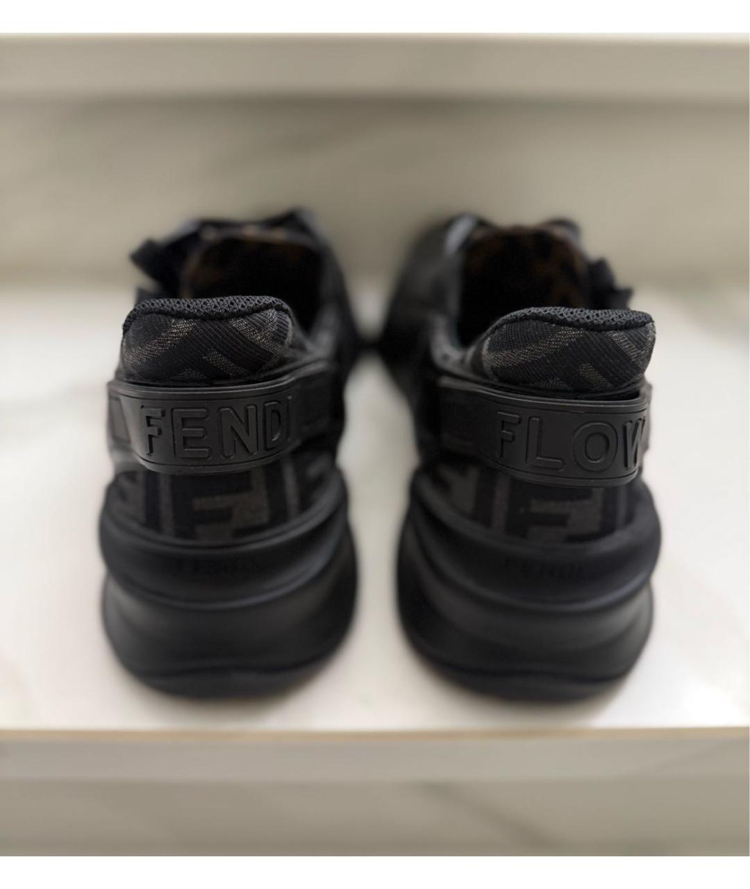 FENDI Черные кожаные низкие кроссовки / кеды, фото 3